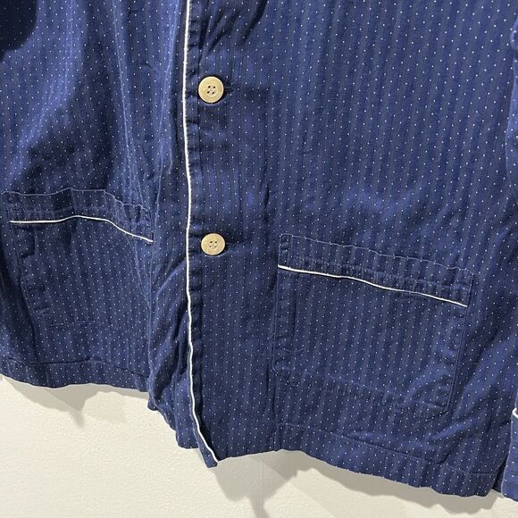 Derek Rose Pajama Top Mens XL Blue White Striped Cotton Long Sleeve Button Up - Picture 6 of 8